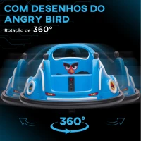 AIYAPLAY Carrinho de Choque Elétrico para Crianças com Licença Angry Birds Bateria 12V Rotação  de 360° Luzes LED Música 73x73x44 cm Azul(m-4)