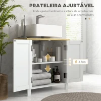 kleankin Móvel para Lavatório Pousar Móvel para Lavatório em Pé com 2 Portas e Prateleira Ajustável sem Lavatório 60x30x60 cm Branco(m-5)
