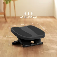 HOMCOM Apoio para os Pés com Superfície Texturizada Inclinação de 0-30° Massagem e Altura Ajustável em 3 Níveis 45x34x10-16,5 cm Cinza(m-4)