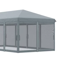 Outsunny Tenda Dobrável 585x295x270 cm Tenda de Jardim com 6 Mosquiteiros Bolsa de Transporte e Estrutura de Aço Cinza(m-8)