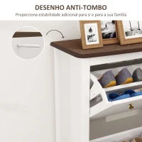 HOMCOM Móvel Sapateira Estilo Francês Sapateira com 2 Gavetas Prateleiras Ajustáveis para 16 Pares de Sapato 84x29x109 cm Branco(m-7)