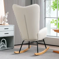 HOMCOM Schommelstoel in Samt-uitstraling met Lendenkussen, tot 120 kg, 67 x 85 x 112 cm, Crèmewit(m-7)