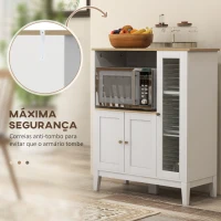 HOMCOM Móvel Auxiliar de Cozinha Moderno Móvel para Micro-Ondas com Prateleiras 3 Portas Compartimento Aberto 80x35x97 cm Branco(m-7)