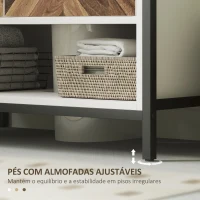 HOMCOM Móvel para Lavatório Pousar Móvel Casa de Banho com 2 Portas e Compartimento Aberto para Lavatório com ou sem Pedestral 80x40x60 cm Branco e Madeira(m-7)