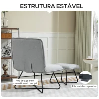 HOMCOM Poltrona Sala de Estar com Apoio para os Pés Poltrona Relax com Pés de Aço em Forma de Cruz Cinza Claro(m-5)