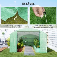 Outsunny Estufa tipo Túnel 6x3x2 m Estufa de Exterior com 4 Janelas de Malha Cobertura de PE Anti UV e 3 Portas Enroláveis Verde(m-8)