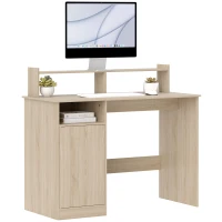 HOMCOM Secretária Moderna com Prateleiras e Suporte para Monitor Mesa de Estudo 108x50x94 cm Madeira(m-9)