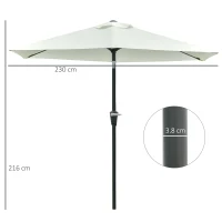 Outsunny Ombrellone da Giardino Inclinabile 2.3x2.2m con Manovella, Palo in Metallo e 6 Stecche, Crema(m-3)
