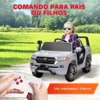 AIYAPLAY Carro Elétrico para Crianças Toyota Land Cruiser 12V com Faróis Buzina Arranque Lento e Música MP3 107x65x55,5 cm Cinza(m-5)