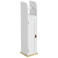 kleankin Armário Casa de Banho Armário Auxiliar Casa de Banho com Prateleiras Ajustáveis e Suporte para Papel Higiénico 20x20x80 cm Branco(m-11)