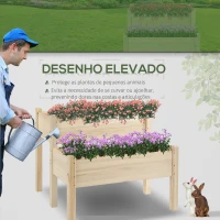 Outsunny Horta Elevada de Madeira de 2 Níveis Horta para Cultivo de Plantas Flores Verduras 86x85x72 cm Madeira(m-4)