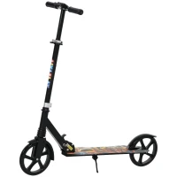 AIYAPLAY Foldable Kids Scooter with Adjustable Handlebar, 200mm Big Wheel, Rear Fender Brake, for Ages 6-12 Years, Black(m-11)