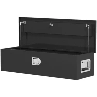 HOMCOM Robuuste Aluminium Opbergkist met Zijhandvatten, Slot en Sleutels, Gereedschapskist, 99 x 33 x 35,5 cm(m-1)