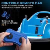 AIYAPLAY Carrinho de Choque Elétrico para Crianças com Licença Angry Birds Bateria 12V Rotação  de 360° Luzes LED Música 73x73x44 cm Azul(m-5)