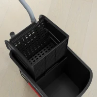 HOMCOM 20L Wiadro z wyciskaczem i uchwytem na kółkach do mopa, Tworzywo sztuczne, Czarne(m-9)