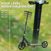 AIYAPLAY Foldable Kids Scooter with Adjustable Handlebar, 200mm Big Wheel, Rear Fender Brake, for Ages 6-12 Years, Black(m-4)