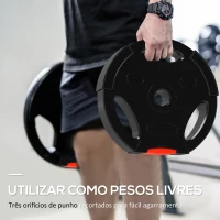 SPORTNOW Conjunto de Discos de Pesos de 4 Peças 2x7,5 kg e 2x5 kg com Orifícios de 2,5 cm para Treino Fitness Preto(m-4)