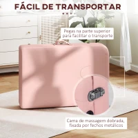 HOMCOM Marquesa de Massagem Dobrável Marquesa com Altura Ajustável Desenho Ergonómico 185x60x64-88 cm Rosa(m-7)