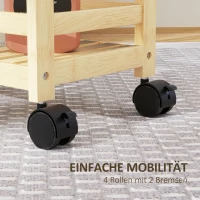 HOMCOM Wózek Serwisowy, 3 Poziomy, Półki Listwowe, Zabezpieczenie przed Wypadaniem, Bambus, 55 x 20 x 75 cm(m-6)