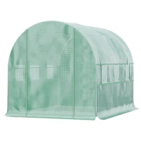 Outsunny foliekas 3 x 2 x 2 m tunnel inloopkas kas plantenhuisfolie tent 6 ramen UV-bescherming groen(m-11)
