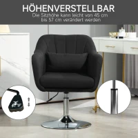HOMCOM Draaistoel, in hoogte verstelbare bureaustoel, linnen-achtig polyester, metaal, 60 x 60 x 79-91 cm, Zwart(m-4)