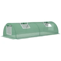 Outsunny foliekas minitunnelkas met gaasvenster, UV-bestendig koudframe voor tuinteelt, PE-folie, groen, 200 x 80 x 45 cm(m-1)