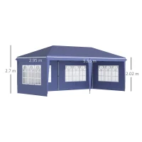 Outsunny 3 x 6m Pop Up Gazebo, Height Adjustable Marquee Party Tent with Sidewalls and Storage Bag, Blue(m-3)