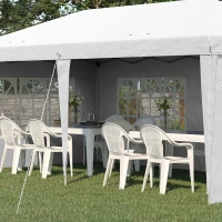 Outsunny 3 x 6m Pop Up Gazebo, Height Adjustable Marquee Party Tent with Sidewalls and Storage Bag, White(m-9)