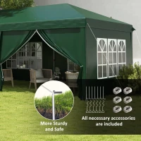 Outsunny 3 x 6m Pop-Up Gazebo, with Curtain Walls and Windows - Dark Green(m-6)