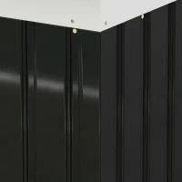 Outsunny 9ft x 4ft Corrugated Garden Metal Storage Shed Outdoor Equipment Tool Box with Foundation Ventilation & Doors Dark Grey(m-9)