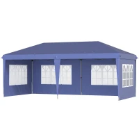 Outsunny 3 x 6m Pop Up Gazebo, Height Adjustable Marquee Party Tent with Sidewalls and Storage Bag, Blue(m-11)