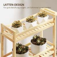 HOMCOM Wózek Serwisowy, 3 Poziomy, Półki Listwowe, Zabezpieczenie przed Wypadaniem, Bambus, 55 x 20 x 75 cm(m-5)