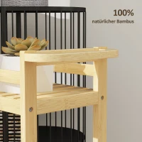 HOMCOM Wózek Serwisowy, 3 Poziomy, Półki Listwowe, Zabezpieczenie przed Wypadaniem, Bambus, 55 x 20 x 75 cm(m-7)