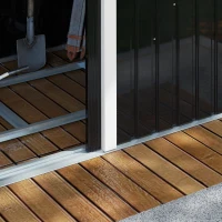 Outsunny 9ft x 4ft Corrugated Garden Metal Storage Shed Outdoor Equipment Tool Box with Foundation Ventilation & Doors Dark Grey(m-8)