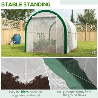 Outsunny tunnelkas, broeikas, ritsdeuren, gaasramen, metalen frame, 3,5 x 2 x 2m, wit(m-6)