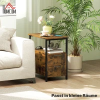 HOMCOM Bijzettafel met Oplaadstation, USB, Stopcontacten, 2 Laden en Plank voor Woonkamer, Slaapkamer(m-5)