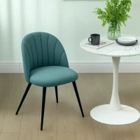 HOMCOM Dining Chairs Set of 2, Modern Upholstered Kitchen Chairs with Metal Legs, Shell Backrest and Padded Seat for Dining Room, Bedroom, Living Room, Vanity, Green(m-8)