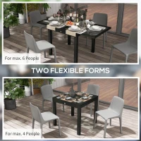 Outsunny Extending Garden Table, Outdoor Dining Table with Aluminium Frame and Tempered Glass Tabletop, 80/160 x 80 x 75 cm, Black and Clear(m-4)