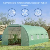 Outsunny Tuinkas Tomatenkas Broeikas Folietunnel Kweekkas met Venster Groen 595 x 300 x 200 cm(m-4)