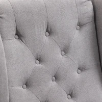 HOMCOM Poltrona Grigia in Stile Francese con Ampia Seduta, Gambe rivestite in Legno e Cuscini Sfoderabili(m-10)