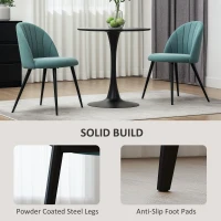 HOMCOM Dining Chairs Set of 2, Modern Upholstered Kitchen Chairs with Metal Legs, Shell Backrest and Padded Seat for Dining Room, Bedroom, Living Room, Vanity, Green(m-6)