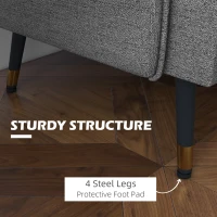 HOMCOM Modern Two Seater Sofa, Button Tufted Loveseat with Cushions and Steel Legs for Living Room, Guest Room, Dark Grey(m-5)