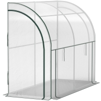 Outsunny Muurbevestigd Kas, Toegankelijk Plantenhuis, Kunststof Zeil, 300 x 80 x 157 cm, Wit