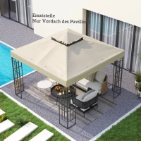 Outsunny 3 x 3 m Vervangdak voor Paviljoen, Paviljoen-vervangzeil met Regenafvoer-Gaten, UPF30+, Zonbescherming, Crèmewit(m-7)