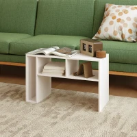 HOMCOM Bijzettafel, C-vormige Serveerwagen, 4 Wielen, 3 Vakken, 40 x 30 x 69 cm, Wit(m-2)