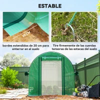 Outsunny Invernadero de Túnel 4,5x2x2 m con Cubierta PE 140 g/m² Paredes Laterales Enrollables 8 Ventanas y 2 Puertas Verde(m-8)
