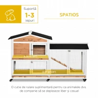 PawHut Cușcă de Exterior cu 2 Nivele, 6 Roți, Tavă Detașabilă, Rampă și Plasă Metalică, 157,4x53x99,5 cm, Galben(m-4)