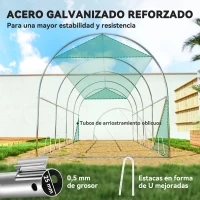 Outsunny Invernadero de Túnel 4,5x2x2 m con Cubierta PE 140 g/m² Paredes Laterales Enrollables 8 Ventanas y 2 Puertas Verde(m-7)