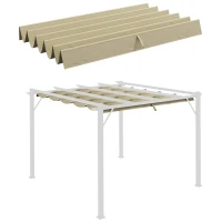 Outsunny Vervangend dak voor 3 x 3 m Pergola, intrekbaar, met regenafvoergaten, weerbestendig, Polyester, Beige(m-10)