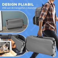 PawHut Pătuț Pliant pentru Câini de Talie Mică pentru Interior și Exterior din Metal și Material, 71x58x20 cm, Gri(m-5)